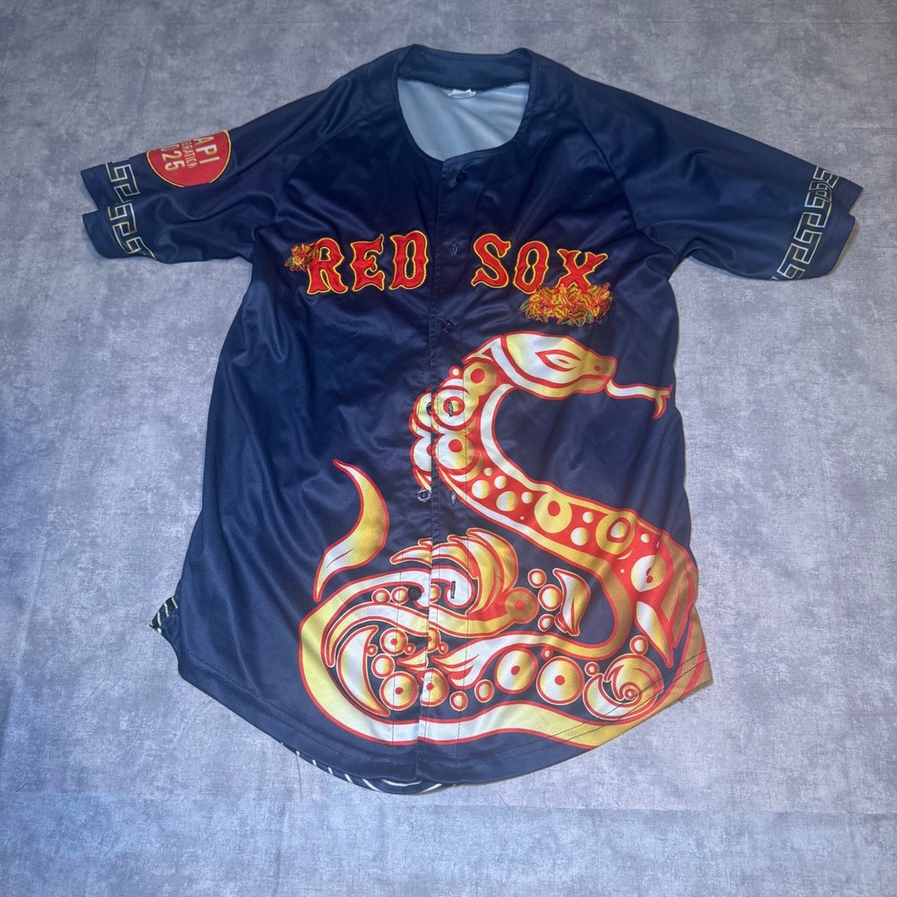 Boston Red Sox AAPI Celebration 2025 Promo Jersey Navy Blue Dragon Small #25